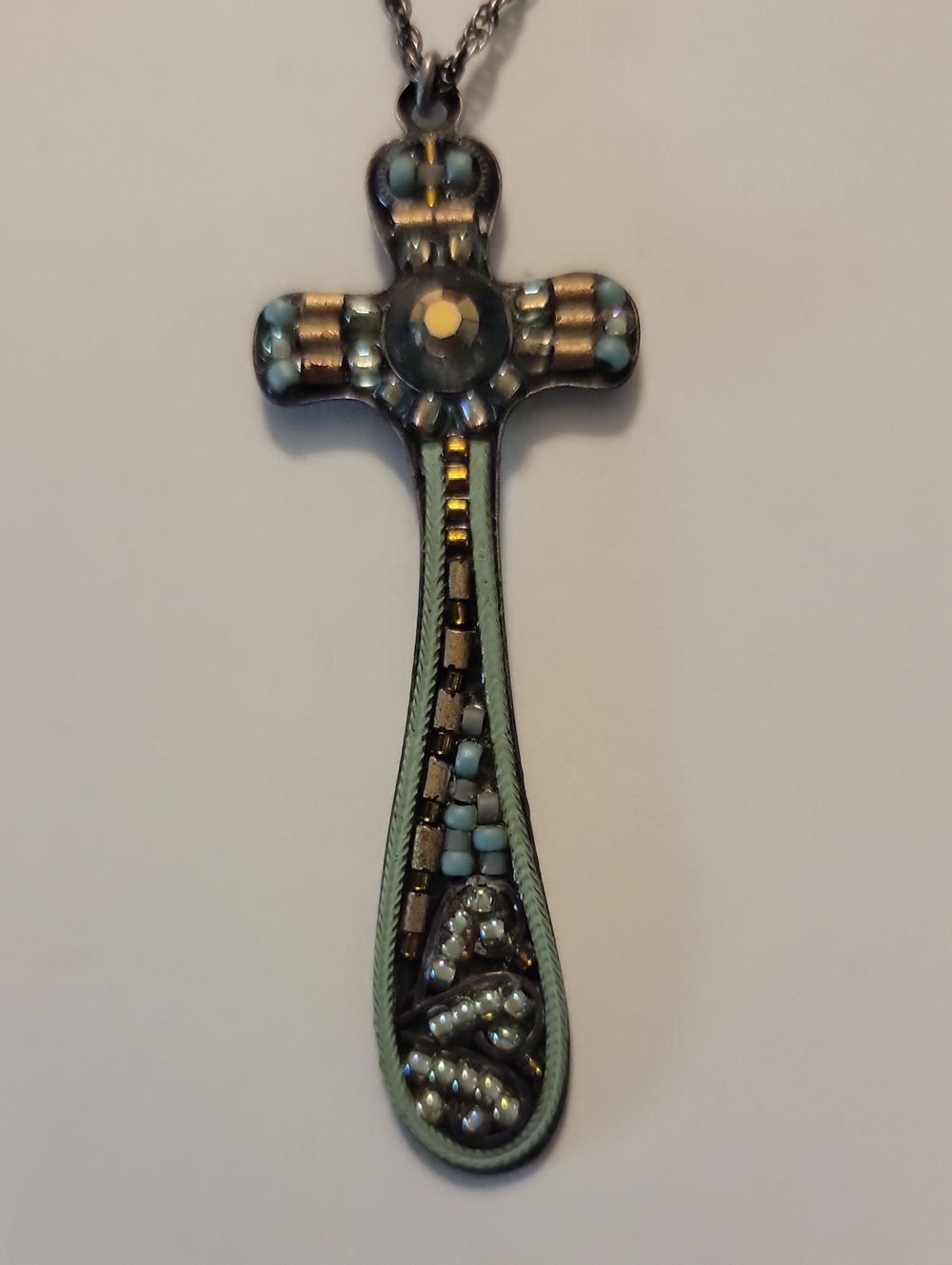 Ayala Bar Beaded Aqua Cross Necklace